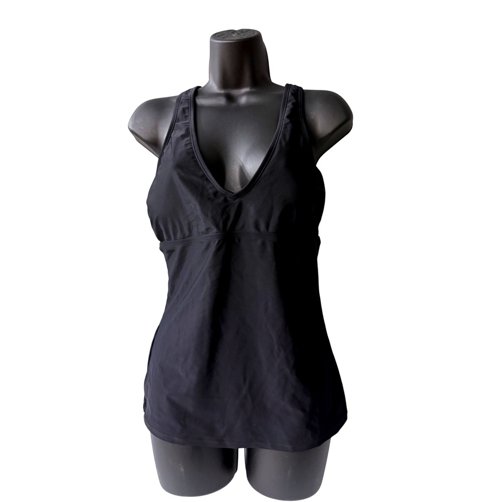Cupshe Womens Black Racerback Tankini Swim Top V-Neck Ladder Back NWT Size L
